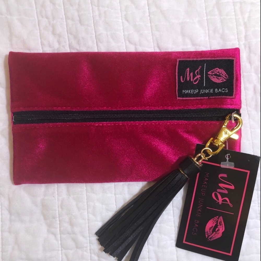 Makeup Junkie Bag Size Mini Fuchsia Pink Velour